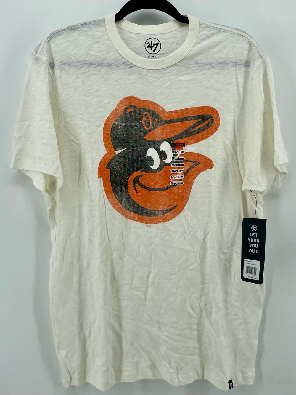 NEW ‘47 Brand Men’s T-Shirt Baltimore Orioles White Vintage Tee M